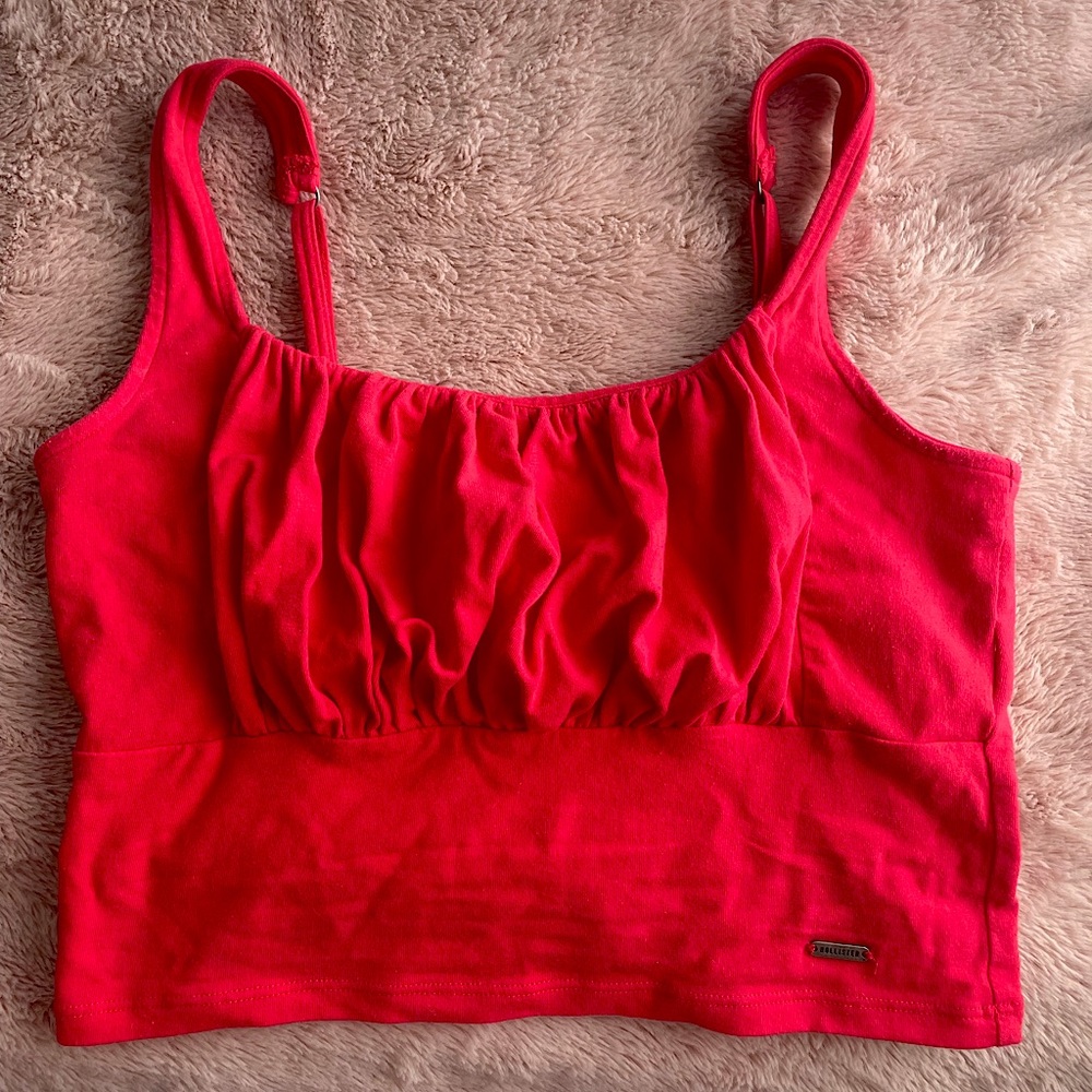Hollister Red Cropped Ruffle Top